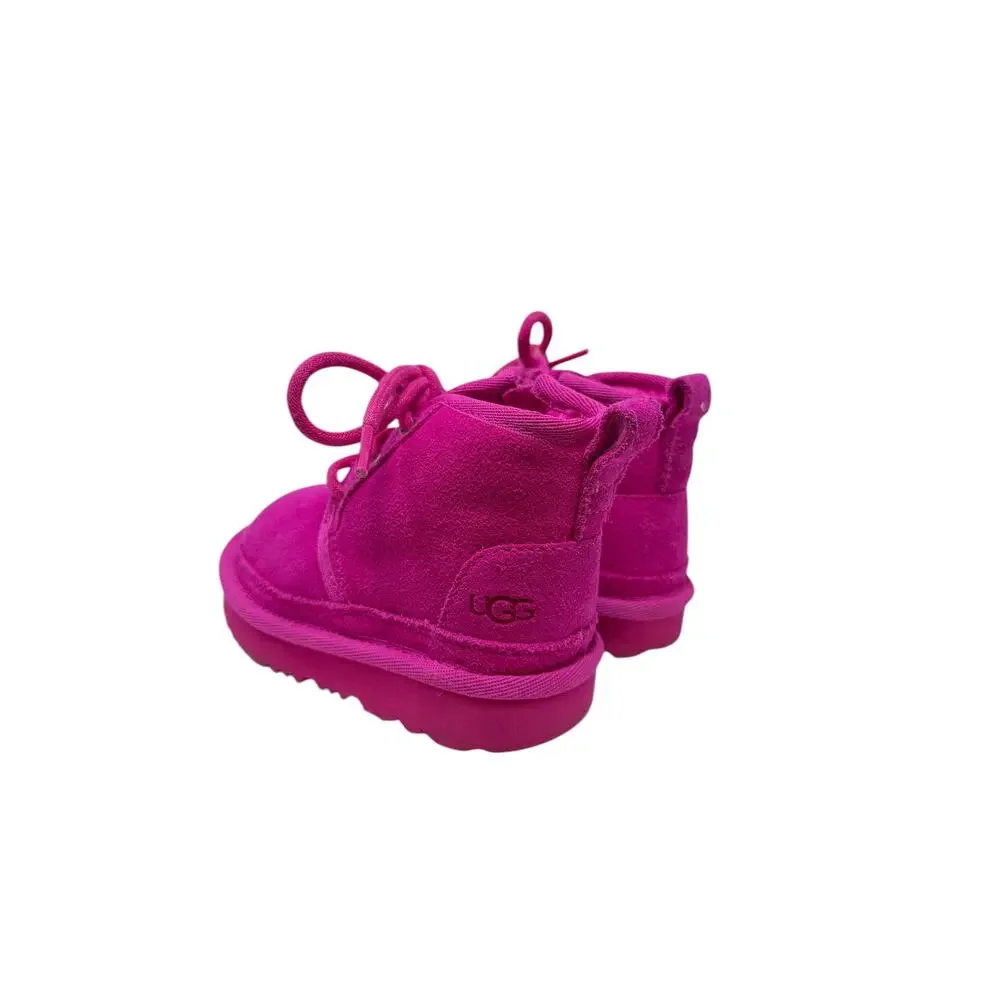 UGG Neumel II Toddler Boots Pink Fuchsia Suede Lace Up Zip Kids Size‎ 6